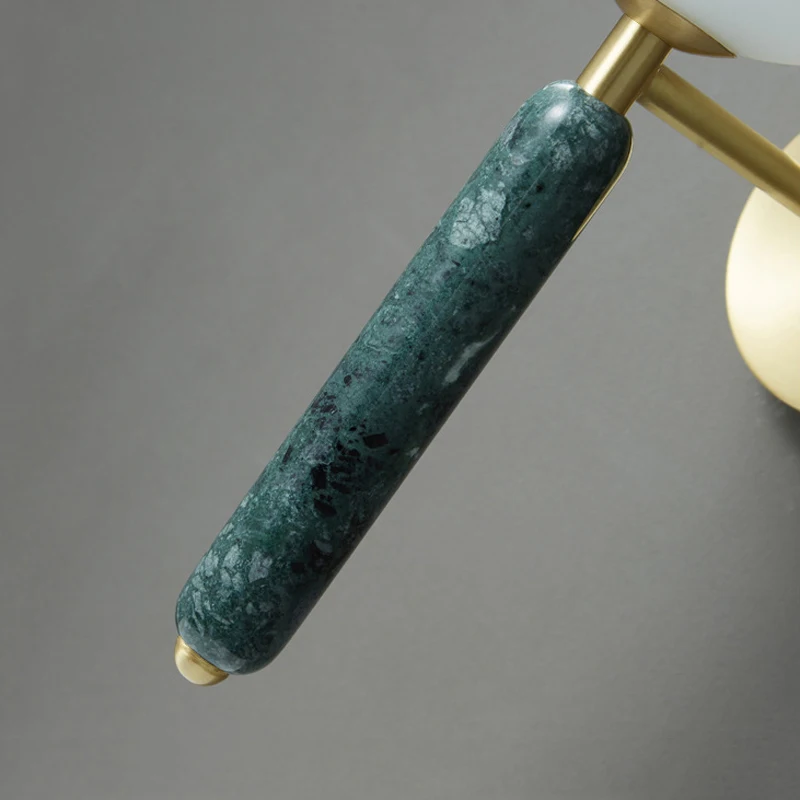 Italian Green Marble Bedside Lamp Glass Ball Door Hall Bedroom Wall Lamp Nordic Black White Hotel Restaurant Decorative Light