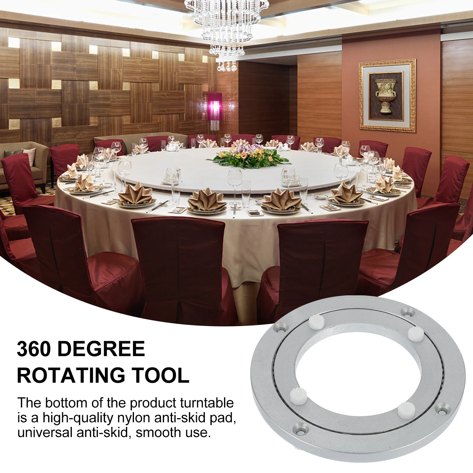 6 Inch Professional Turntable Bearing Aluminium Alloy Rotating Tool for Banquets Restaurants Rotating Bearing