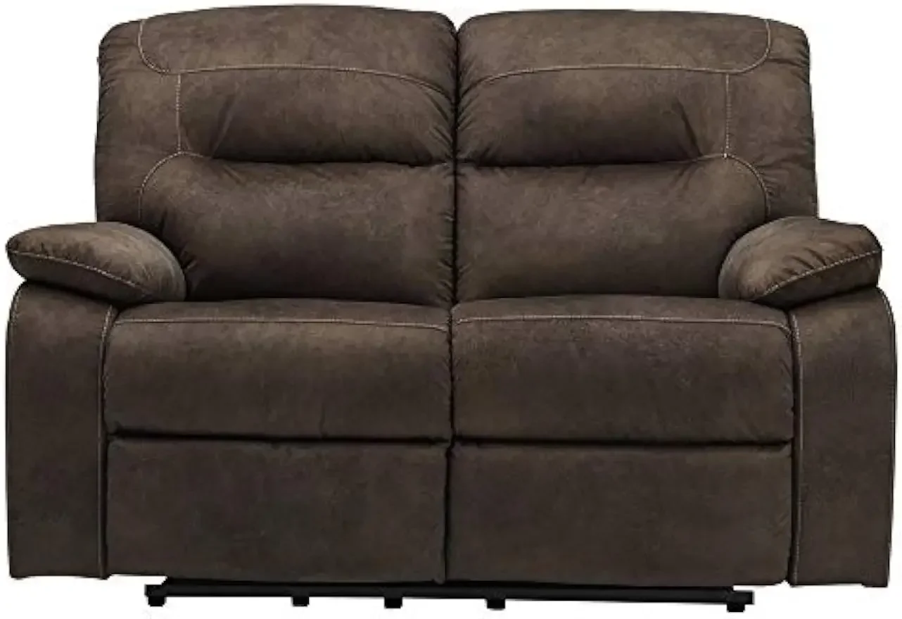 Signature Design by Ashley Bolzano Faux Leather Manual Reclining Loveseat, Brown