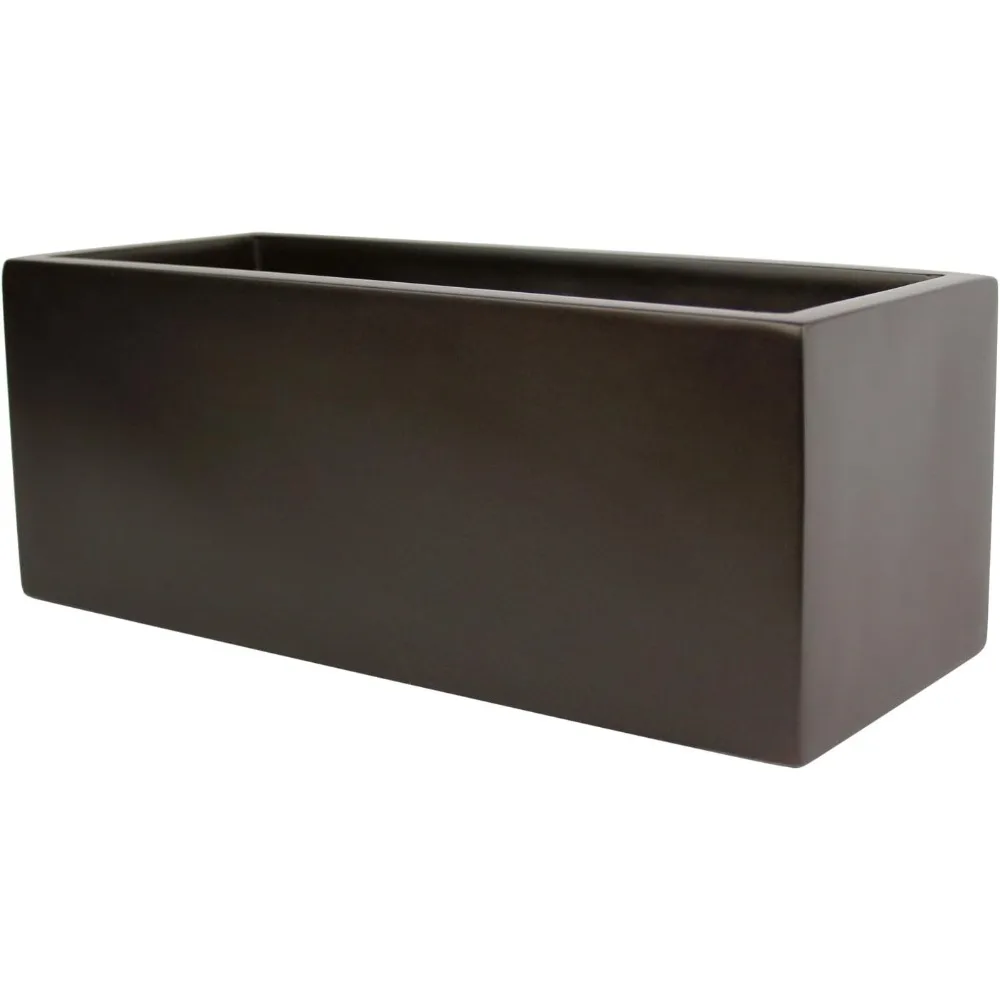 

Brisbane Rectangle Fiberglass Planter Box (L:36" x W:16" x H:16", Metallic Brown)