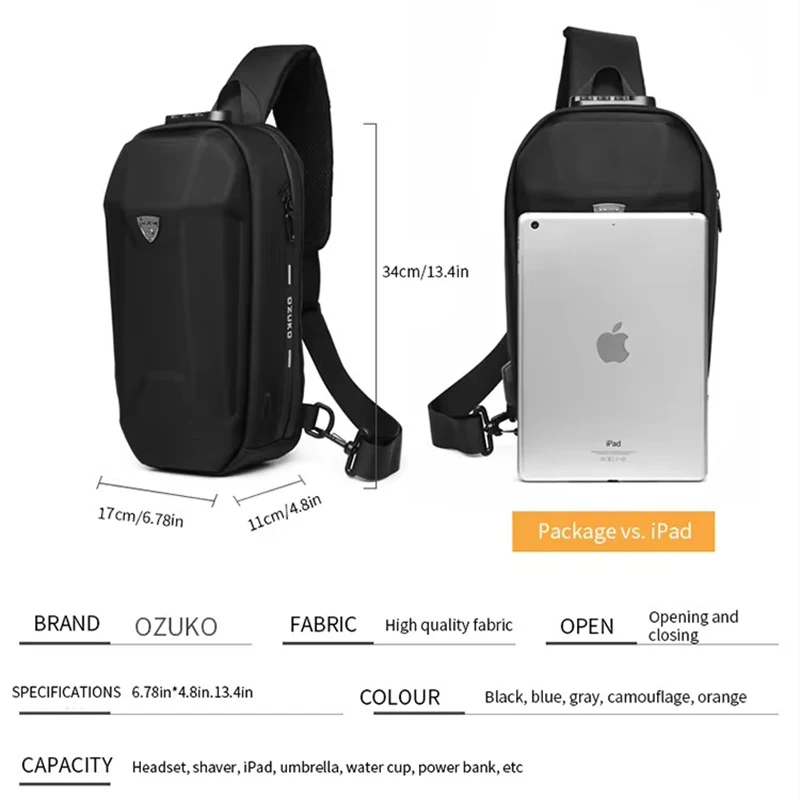 Bolso de pecho de hombro universitario de gran capacidad para hombres, bolsa de viaje para acampar, impermeable para computadora portátil, EVA, deportes al aire libre, nuevo diseño