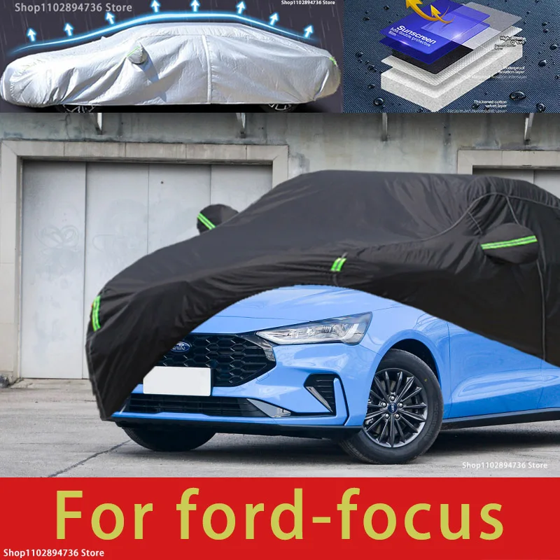 

For Ford focus fit Outdoor Protection Full Car Covers Snow Cover Sunshade Waterproof Dustproof Exterior black car cover