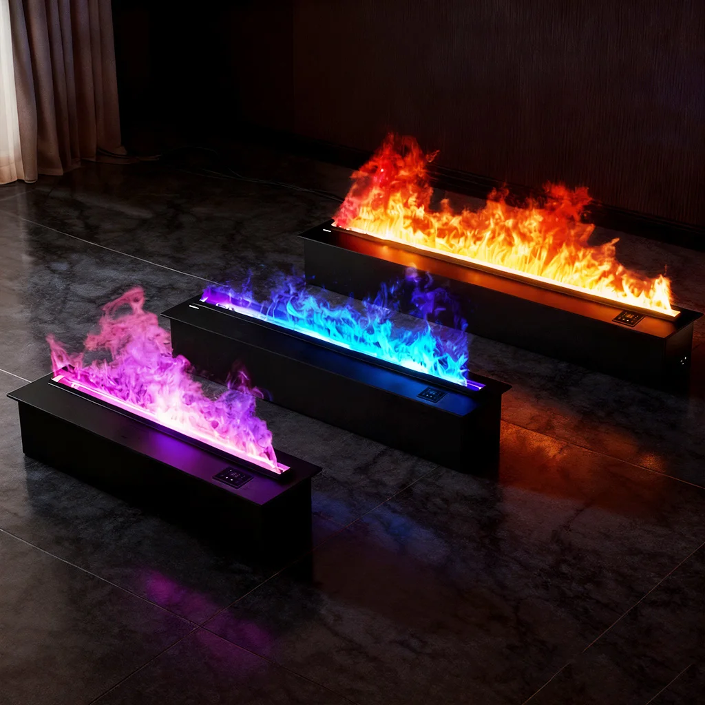 مدفأة كهربائية ثلاثية الأبعاد مدفأة بخار الماء، مرطب لهب واقعي مدفأة بخارية راحة مع مؤقت للتحكم عن بعد