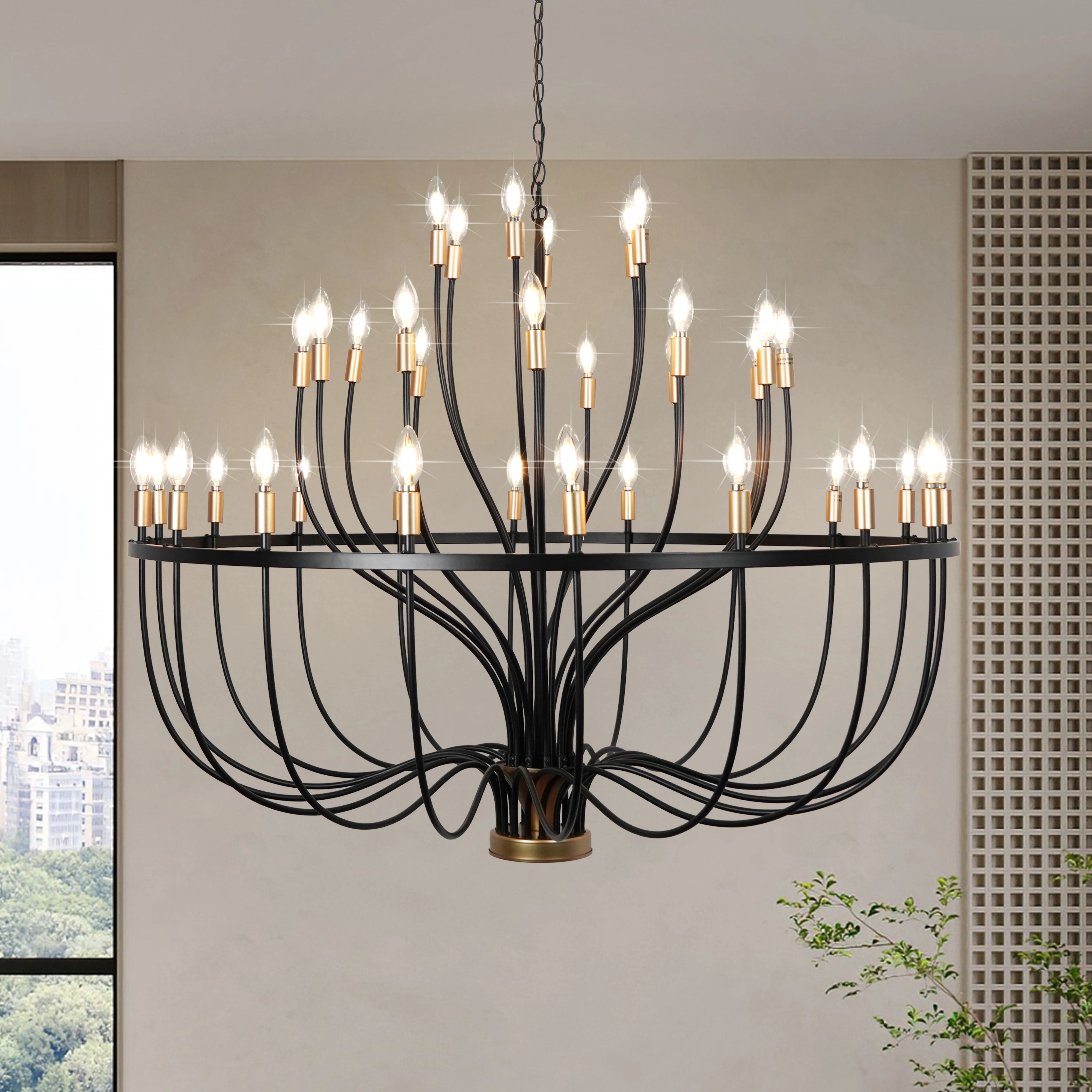 

Large Modern Farmhouse Chandeliers Modern Living Dining Room foyer Chandelier Black Candle Style Decor Hanging Lamps