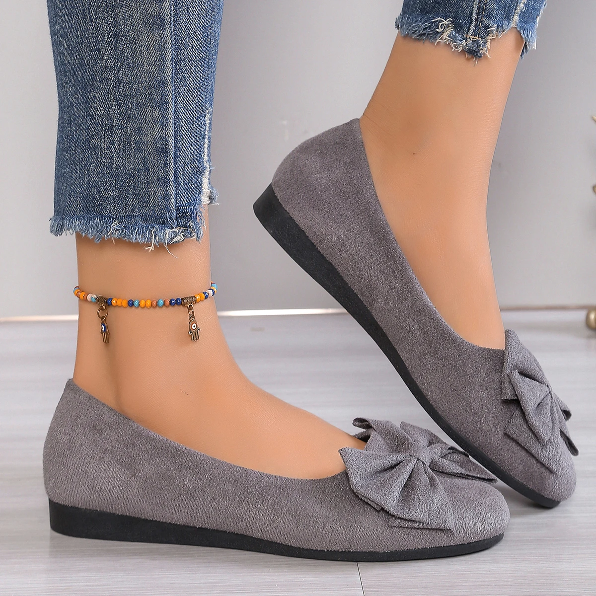 Women's Shoes 2025 Spring Casual Round Toe Flat Shoes Women Fashion Flowers Flats Women Comfort Slip on Loafers Zapatos Mujer