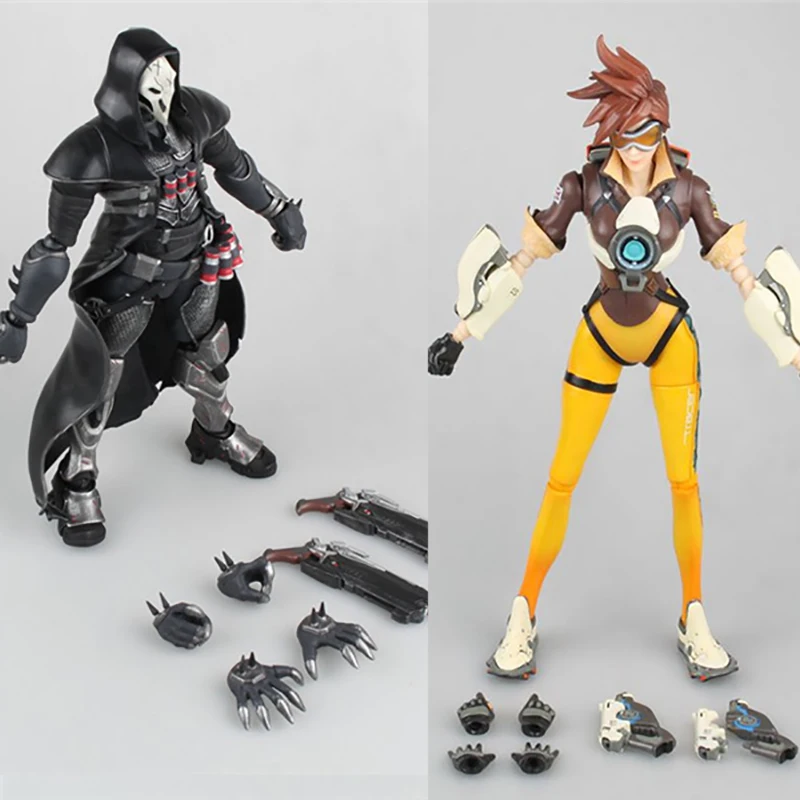 OW Overwatch Figure Hot Toys Hero Reaper Gabriel Reyes Tracer Genji Anime Model Toys Room Ornaments 1/6 Scale Gifts