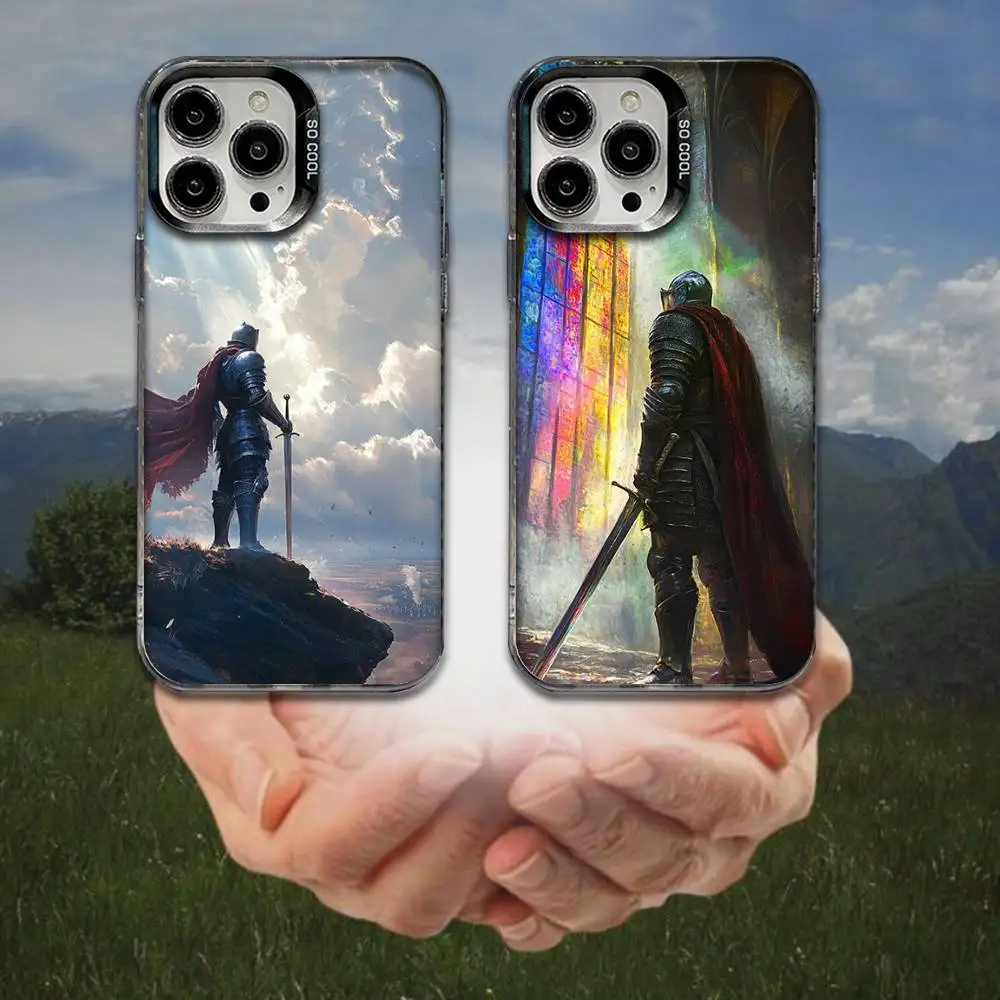 

Medieval Knight Phone Case For iPhone 16,15,14,13,12,11,8,7,Pro,Max,Plus,Mini,XS,SE Anti Fall Black Matte Hard
