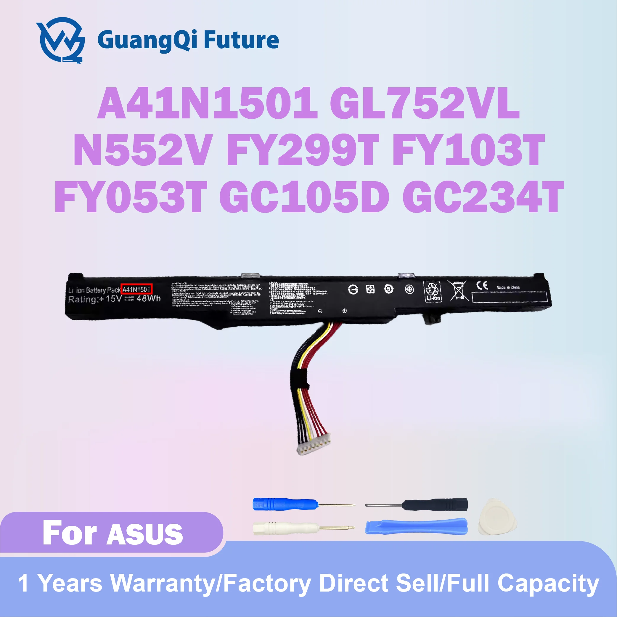 A41N1501 15V 48Wh Laptop Battery Replacement For Asus Rog GL752VL-T4009T GL752VW-DH71 N552V N552VX-FY200T FY299T FY103T GC105D