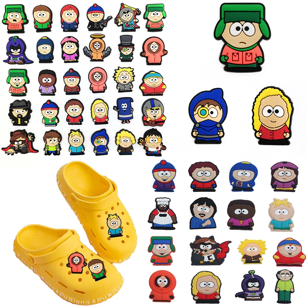 

Горячая распродажа: милые аксессуары для обуви из ПВХ из серии «Южный мультфильм», подходят для ремешков с отверстиями, украшения для обуви своими руками, креативные подарки