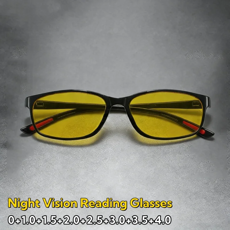 

2026 Style Fashionally Lightweight Night Vision Reading Glasses Anti-blue Light Brightening Vision Lenses Eyeglasses 0 To +4.0