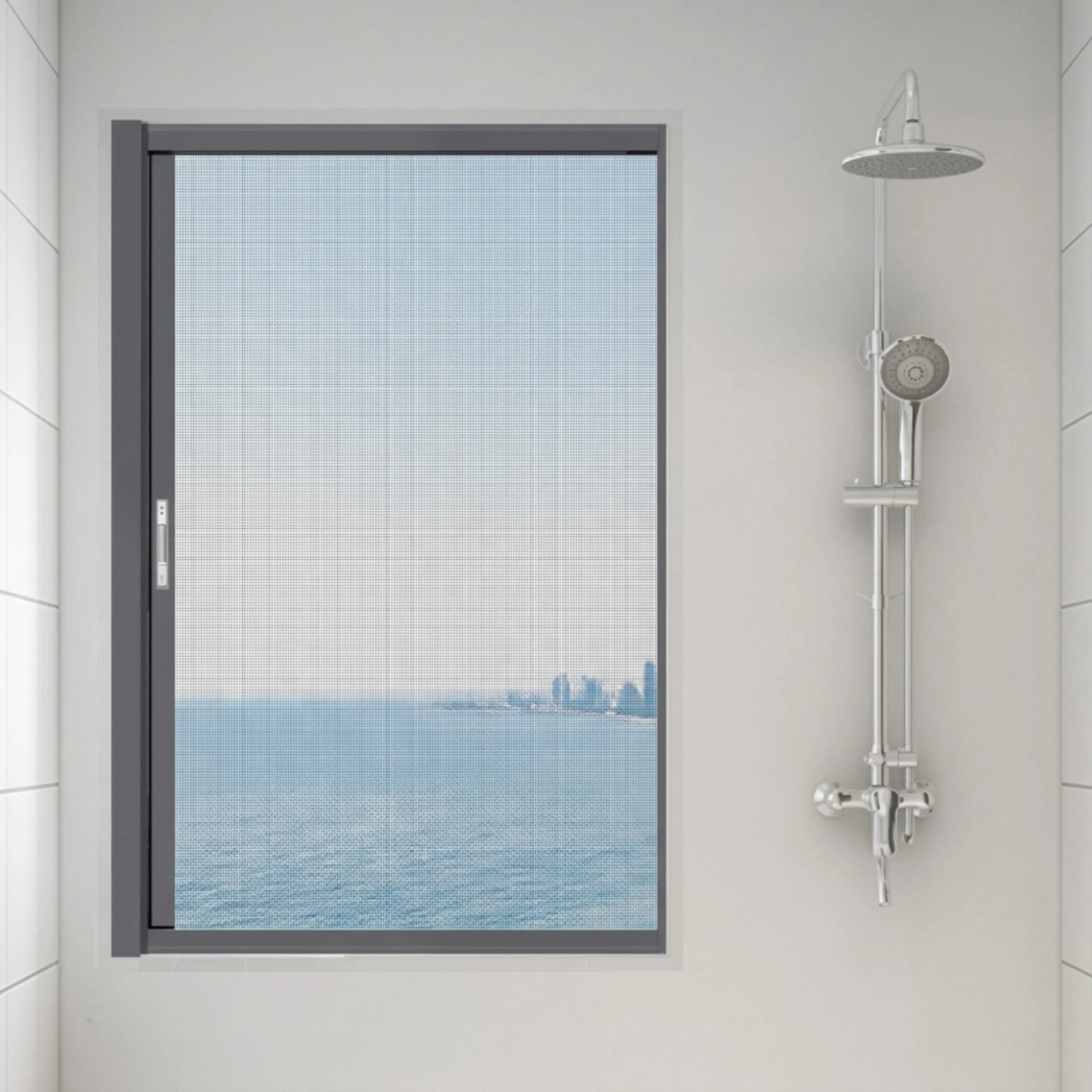 Retractable Screen Window Pet-Resistant Retractable Window Screen with Metal Lock Side-Sliding Heavy Duty for Window Openings
