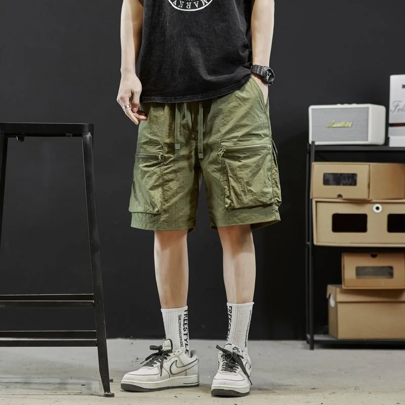 

Summer American Casual Haome Multi-ket Workwear orts Men Loose High Street Five-Quarter Pants Youth Active Ice-Cool F...