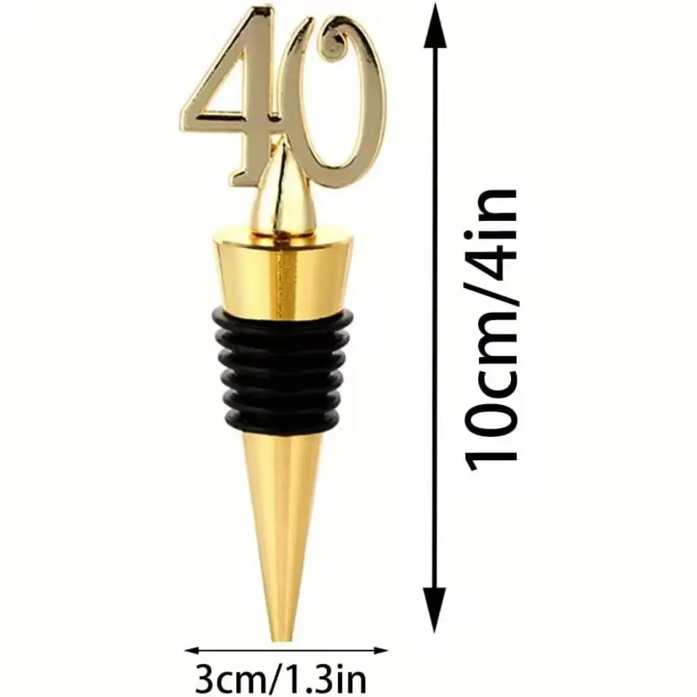 2pcs Number 40 Bottle Stopper, 40th Birthday Party Gifts For Guests, Golden Metal Red Wine Stopper, Wine Bottle Cork