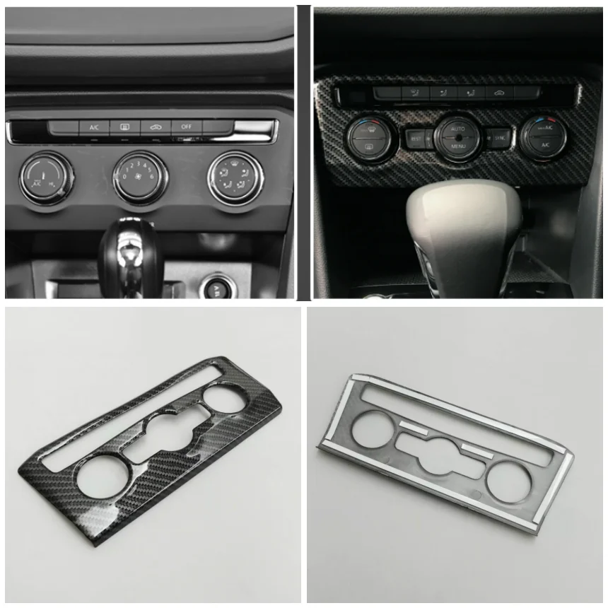 For Volkswagen VW Tiguan MK2 2017- 2021 2022 Interior Accessories Carbon Fiber Look ABS Conditioning AC Panel Frame Cover Trim - view 2