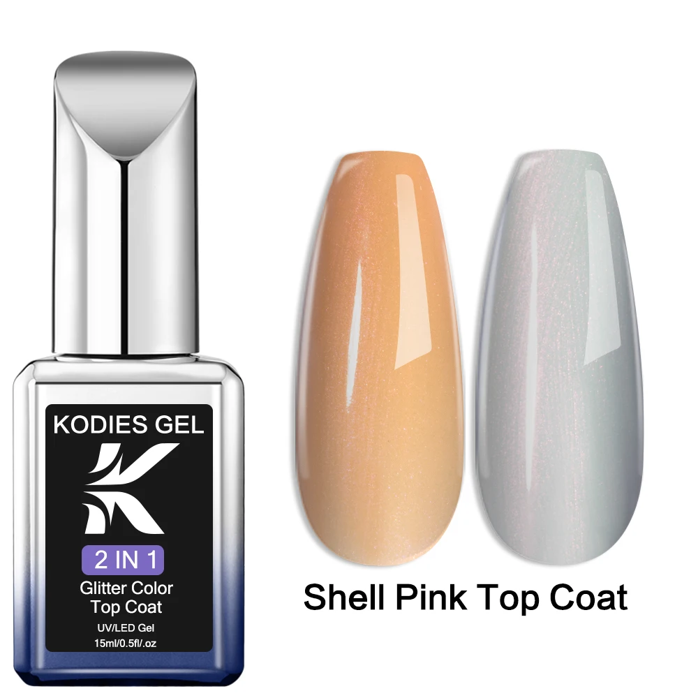KODIES GEL New Chrome Pink Top Coat Gel UV smalto per unghie Shell Pearl Gel Finish Sealer No Wipe smalto per Manicure Nail Art Studio