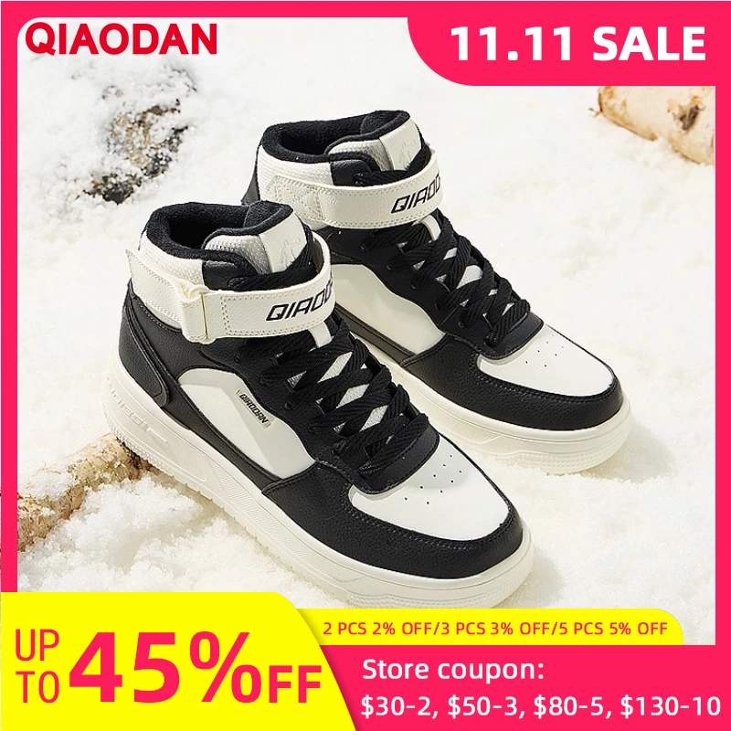 

QIAODAN Woman Skateboarding Shoes 2025 Winter Retro Cotton Board Shoes Fleece-lined Warm Casual Sneakers QXL052244524B