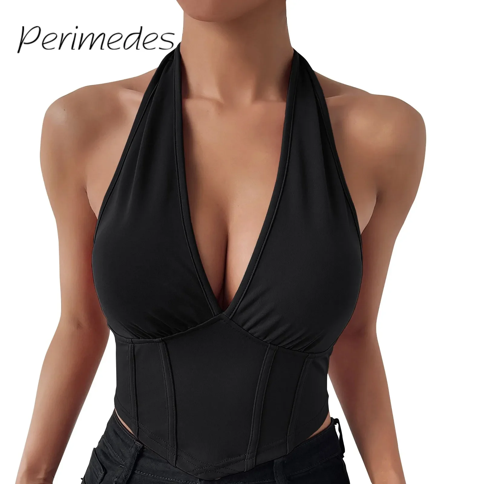 Ladies Camisole Summer New Sexy Chest-Wrapped Tank Top Slim-Fit Temptation Halterneck Strappy V-Neck Vest 2024 Breathable