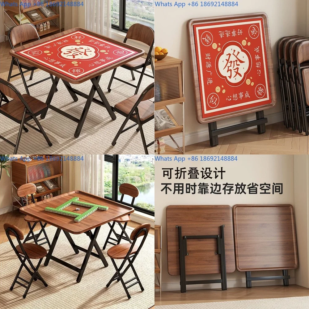 

Foldable Mahjong Table Multi Functional Manual Chess Game Table for Home Use Square Dining Table