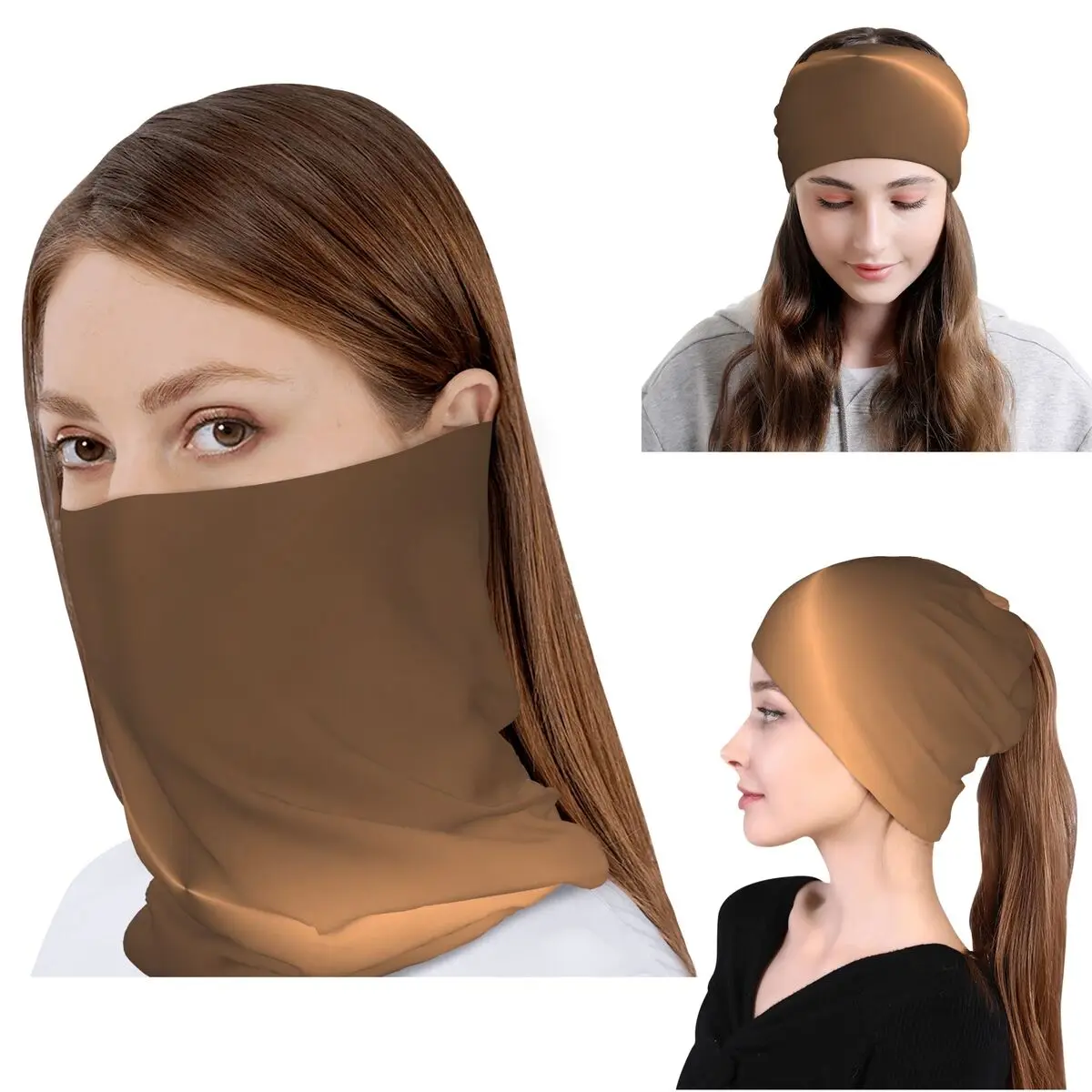 Gebürstetes Kupfer-Bandana, Halstuch, Multifunktions-Kopfband, Mütze für Männer, Frauen, Erwachsene, Winter