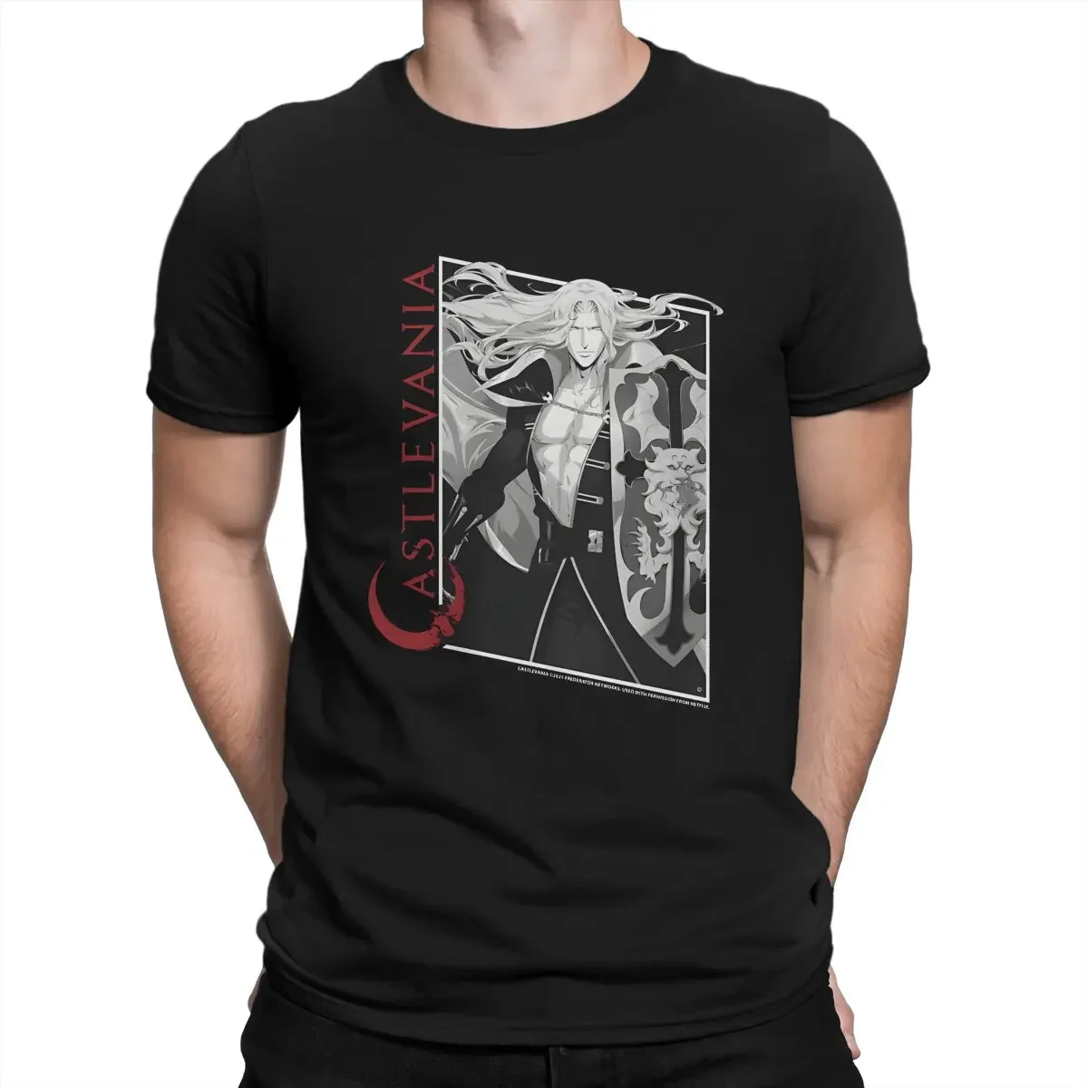 Men T-Shirt Castlevania Alucard Box Up Poster Leisure Pure Cotton Tees Short Sleeve Castlevania T Shirt Round Collar Tops