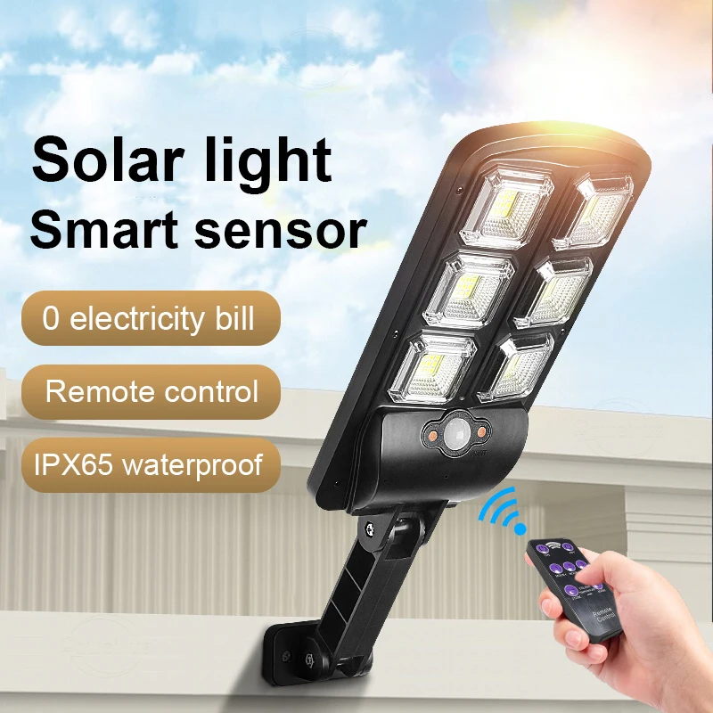 

LED Multifunctional Sensor Light 4 Modes Solar Light Remote Control Outdoor Light Fixture Garden Courtyard Garage Street Lamp