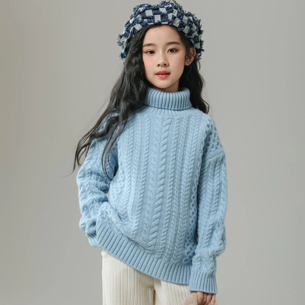 Winter children sweater 100% wool sweater thickening Warm Cashmere sweater Clothes Boy girls turtleneck pullover Knitted Sweater