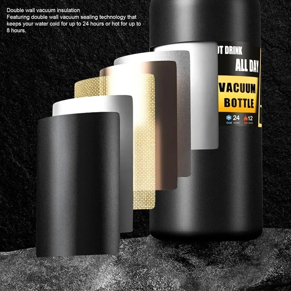 سعة كبيرة في الهواء الطلق الرياضة زجاجة ترمس زجاجة ماء محمولة مكنسة من الفولاذ المقاوم للصدأ العزل مع القش 800 مللي/1000 مللي/1500 مللي #3