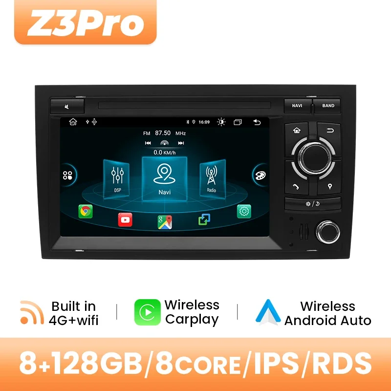 Android14 Draadloze Carplay Auto Multimedia Voor Audi A4 B8 B6 B7 S4 B7 B6 RS4 B7 SEAT Exeo 7 "IPS Navigatie DSP 4G Wifi AutoRadio