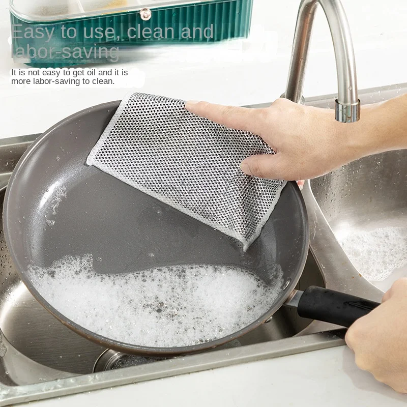 Silver Cleaning Cloth Magic Dish Towel Reusable Non Stick Oil Dishcloth Pot Strong Rust Removal Replace Steel Wire Balls Rag