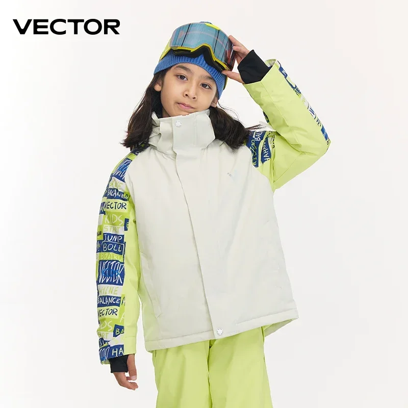 

VECTOR Ski Jacket Children Hooded Sweater Reflective Boys and Girls Ski Jacket Thickened Warmth Waterproof Ski Equipment 2023