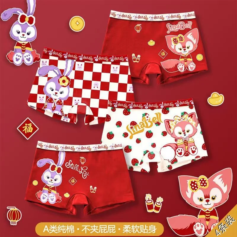 4pcs Sanrio Disney Cotton Underwear Kids Cute Kuromi Anime Print Soft Panties Breathable Cartoon Underwears For Girls