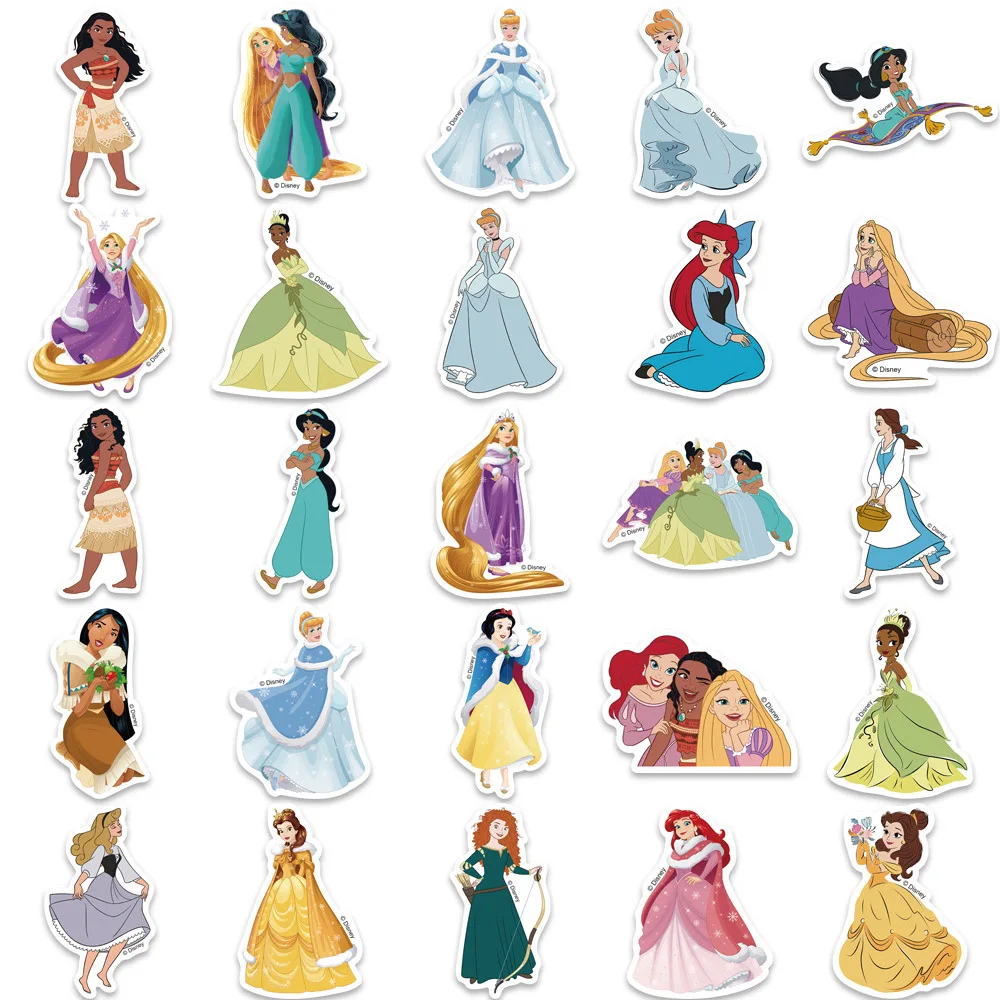 10/30/50PCS Disney Princess Stickers Snow White Cute Cartoon Decals DIY Skateboard Scrapbook Laptop Phone Guitar Car Sticker Toy