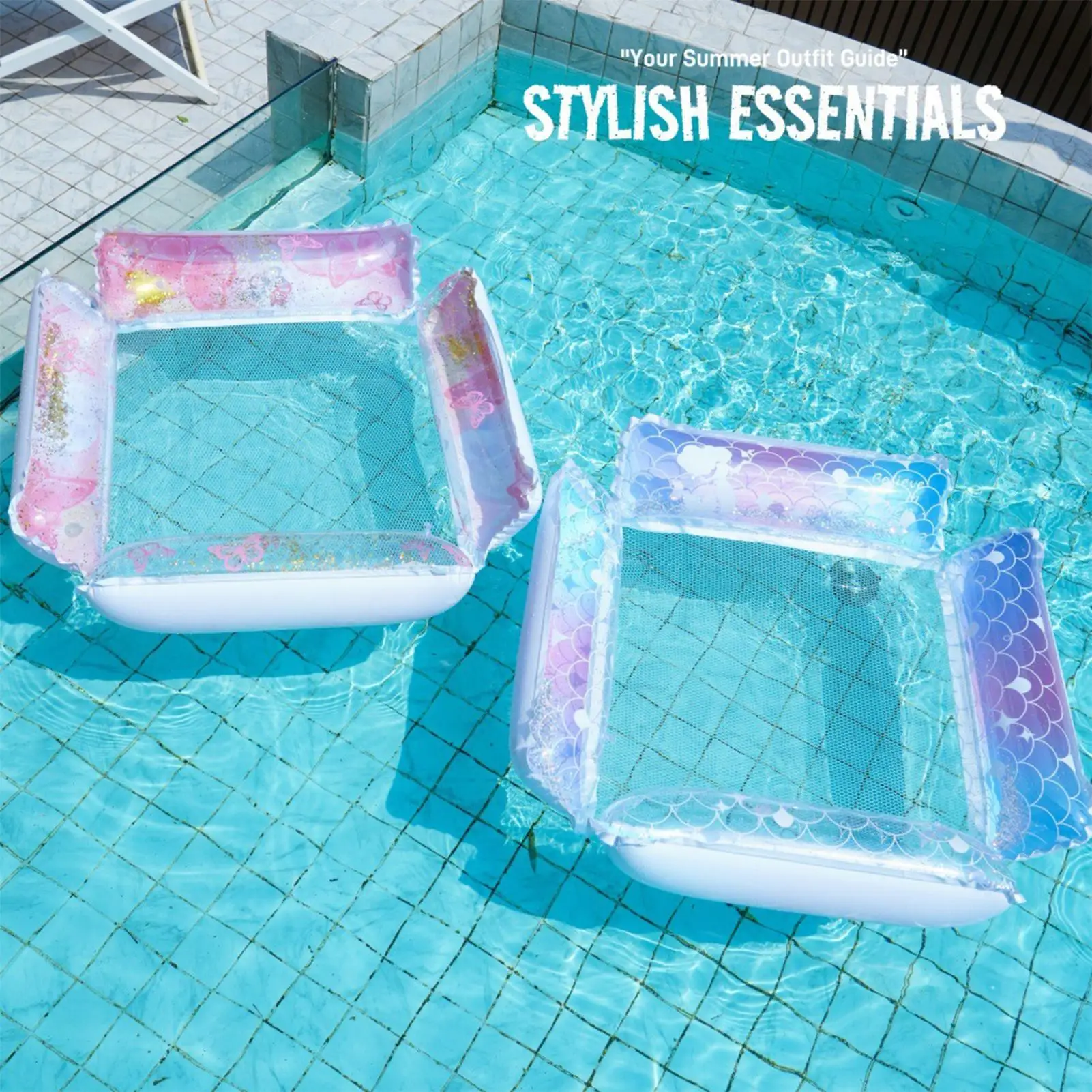 Pool Float Chair Four-Tube Mesh Breathable Raft Swim Pool Lounge Float Inflatable For Backyard Lake Poolside River Men Women