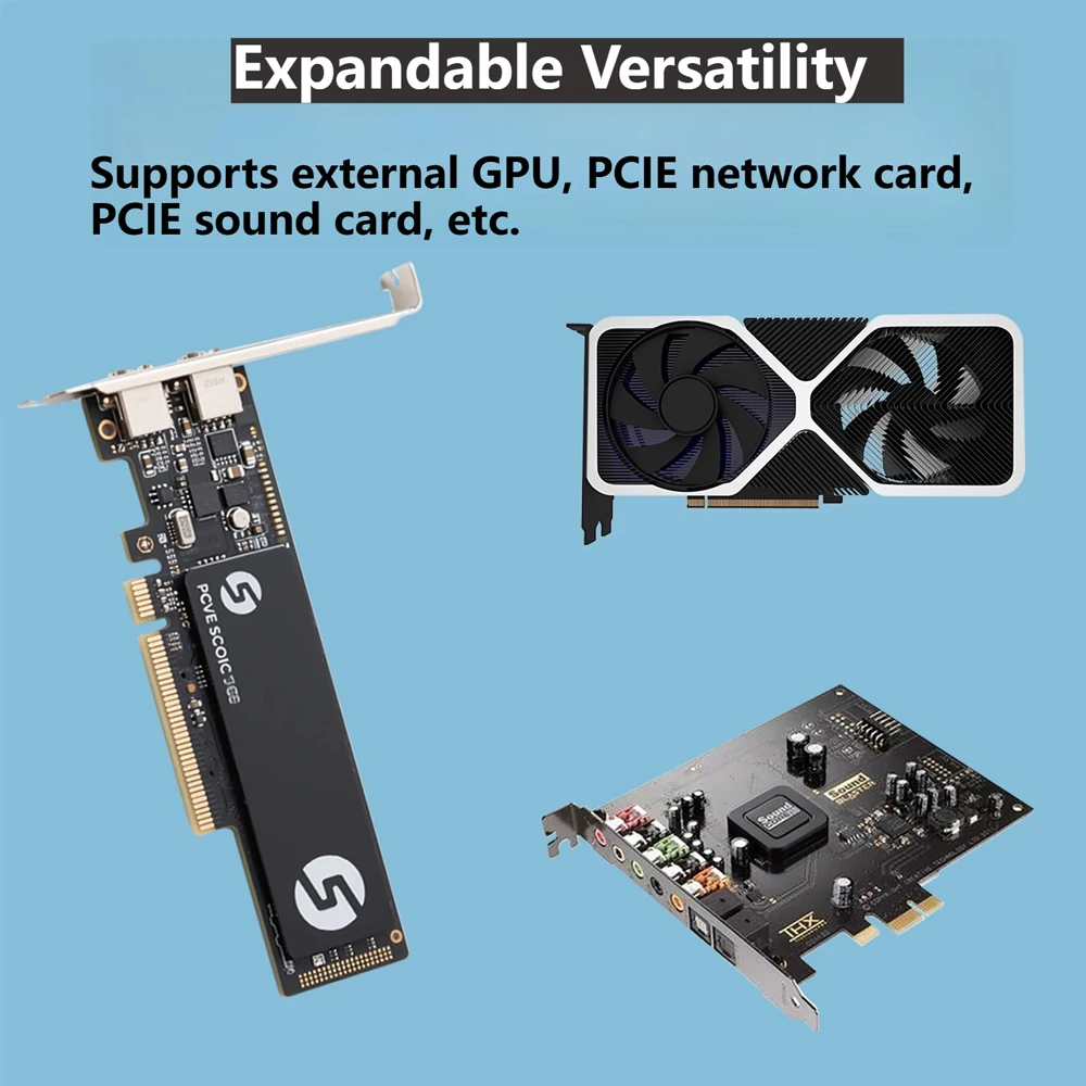 Oculink eGPU Graphics Card Dock for Laptop/ Mini PC 64GB/s PCIe 4.0 X4 Supports ELFX 1U Power Portable External GPU Enclosure