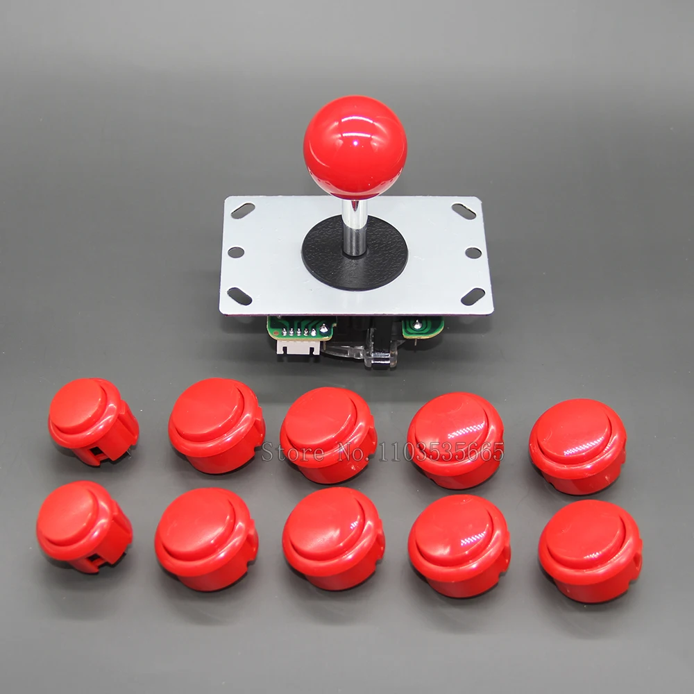 Arcade Game DIY Parts Kit 5Pin Stick 30mm&24mm Cassette Button Sanwa Style Joystick Games Parts For Video Game Machine Cabinet