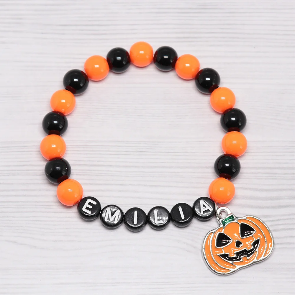 قطعة واحدة من سوار اليقطين الشريرة المخصص - هدايا فريدة من نوعها مخصصة من اللؤلؤ الصلب محفورة بالليزر للاستخدام اليومي