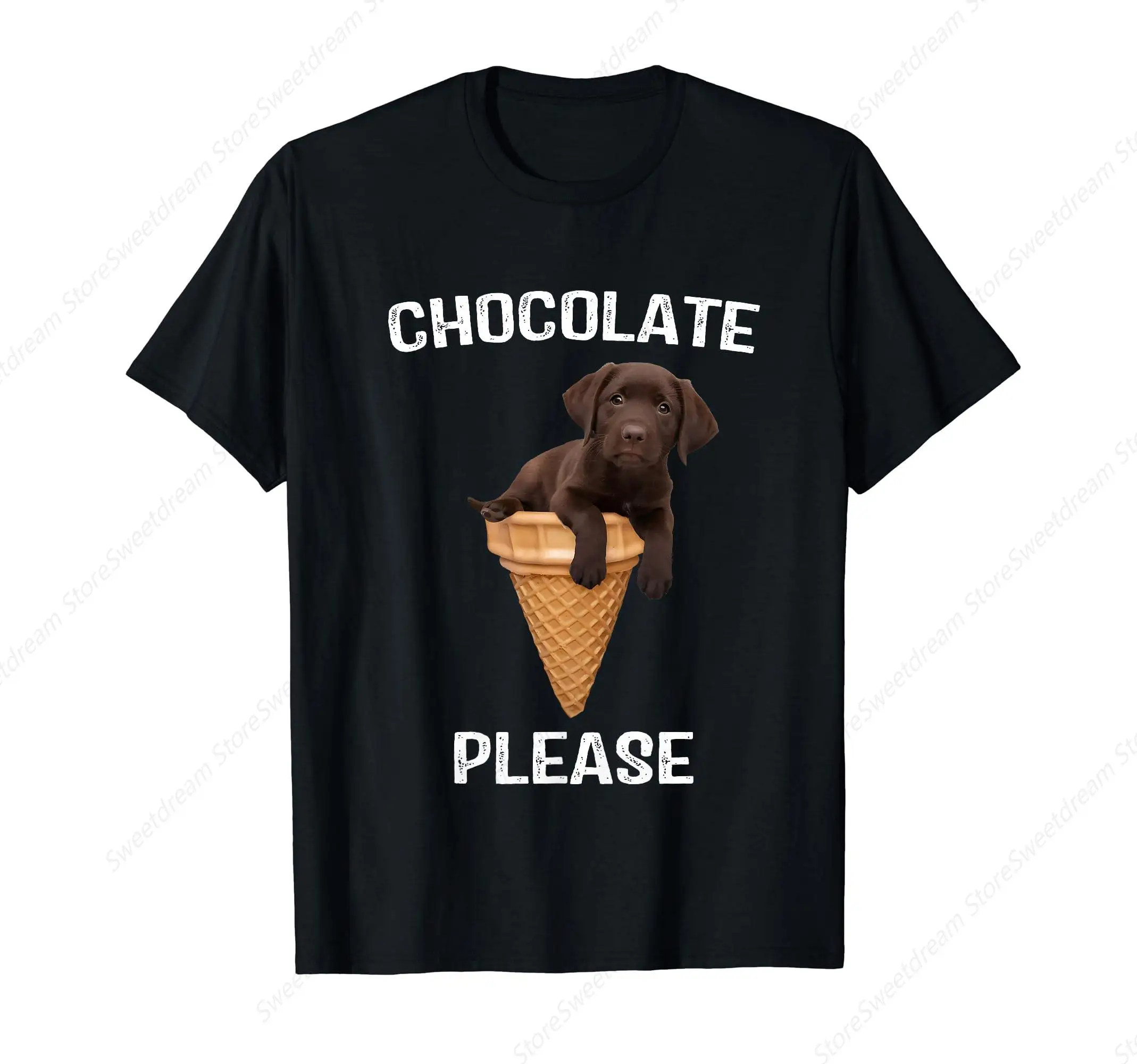 Chocolate Lab Waffle Cone Ice Cream Cute Labrador Puppy Dog T-Shirt