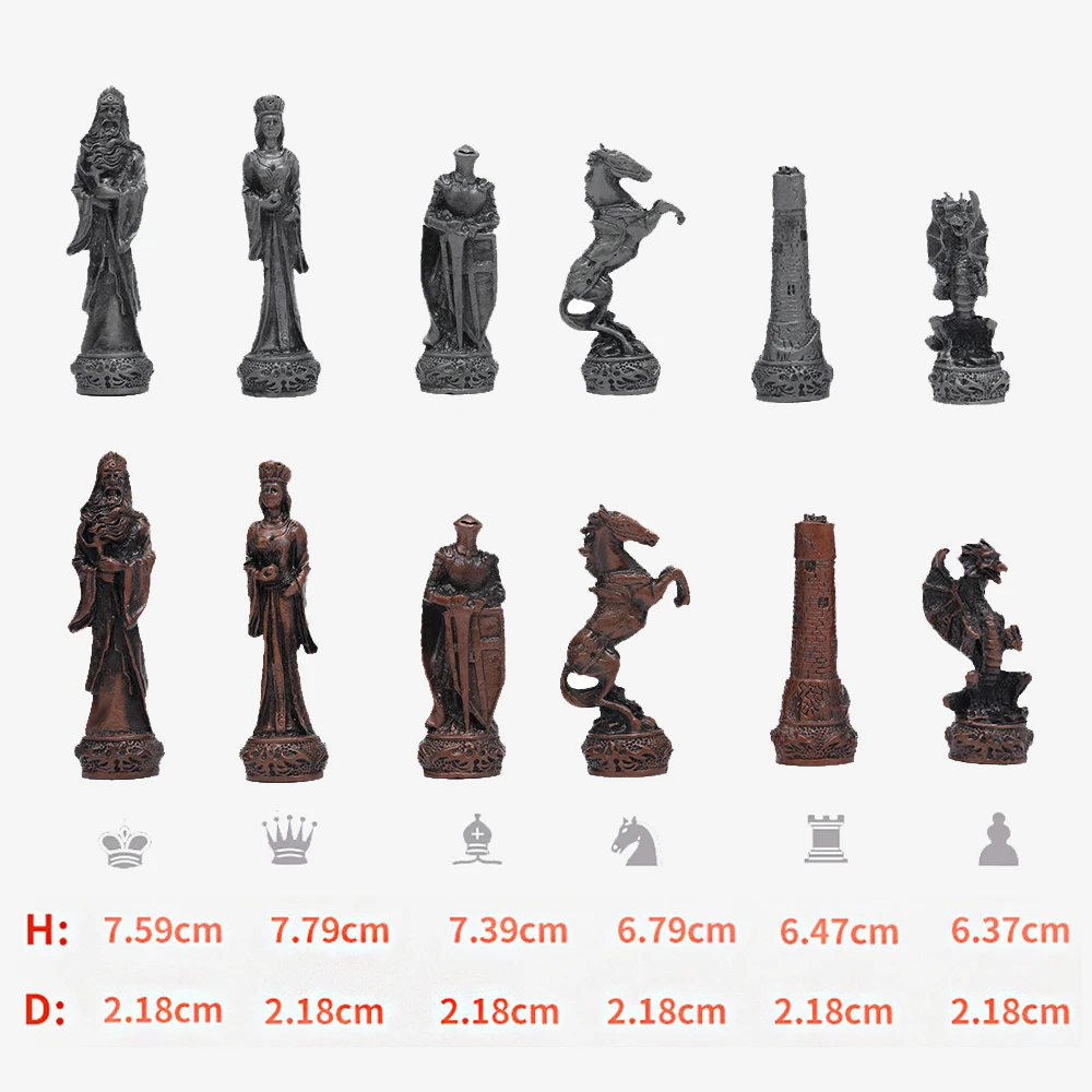 Metal Theme Chess Luxury Knight Table Game Entertainment Toy Leather Board set Gift Dragon Soldier Theme Sports