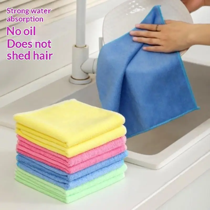 Coral Fleece Waffle Weave Cleaning Cloths Super Absorbent Quick Dry Lint Free Reusable for Pet Grooming Household Kitchen Clean