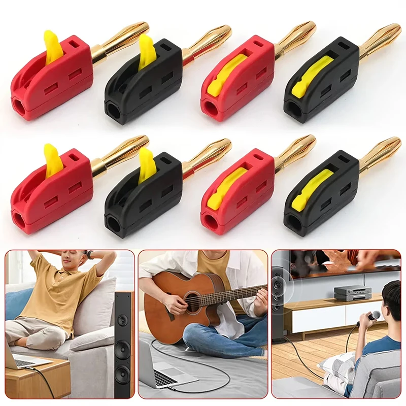 Banana Plug Connector No Solder Wire Connector Self Locking Audio Plug Electrical Connector Parts For Audio Speaker Amplifier