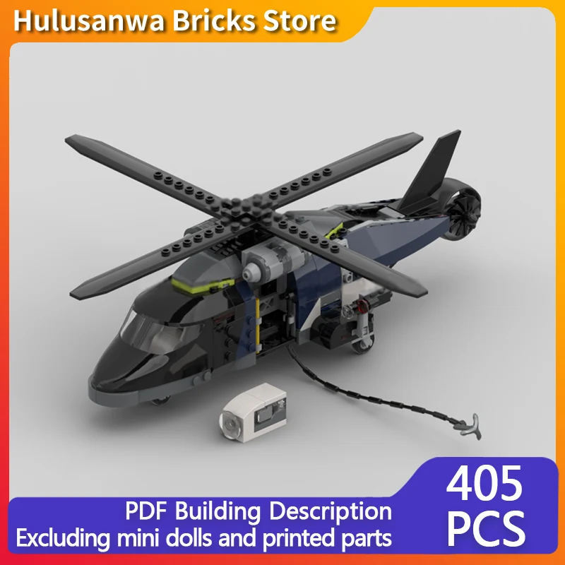 

Modern Police Helicopter Model MOC Building Bricks War Equipment Modular Technology Gifts Holiday Assemble Children Toys Suit