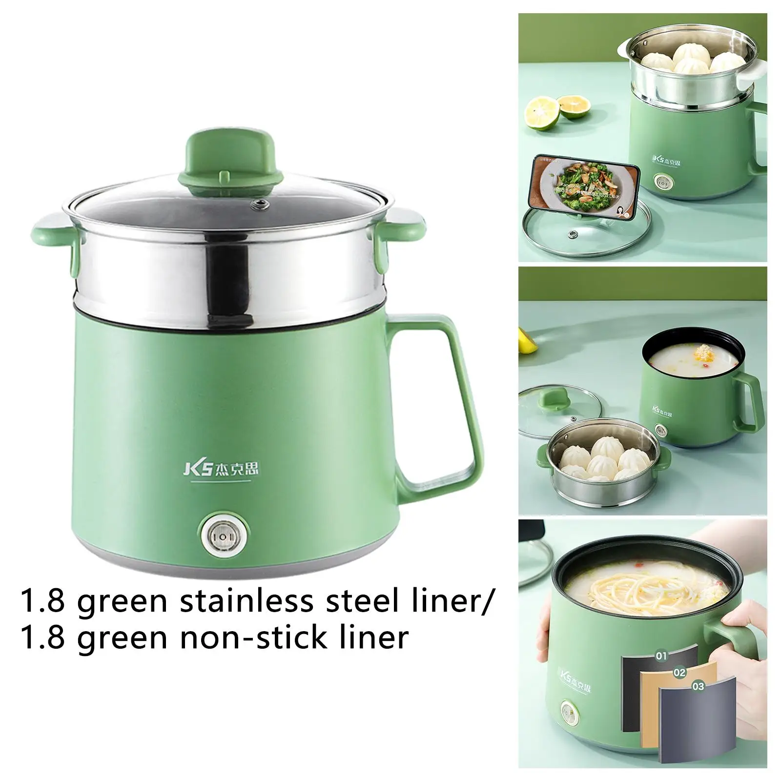 Mini parowiec Mini kuchenka do ryżu do smażenia, gotowania, duszenia i smażenia 1-2 osób