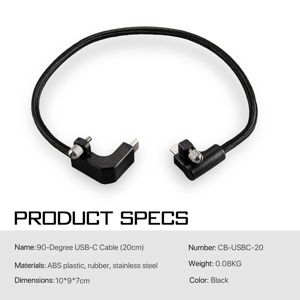 Tilta BMPCC 4K CB-USBC-20 Cable USB-C de 90 grados y 20 cm / CB-USBC-30 Cable USB-C de 90 grados y 30 cm para BMPCC 4K 6K PRO Blackmagic 6k