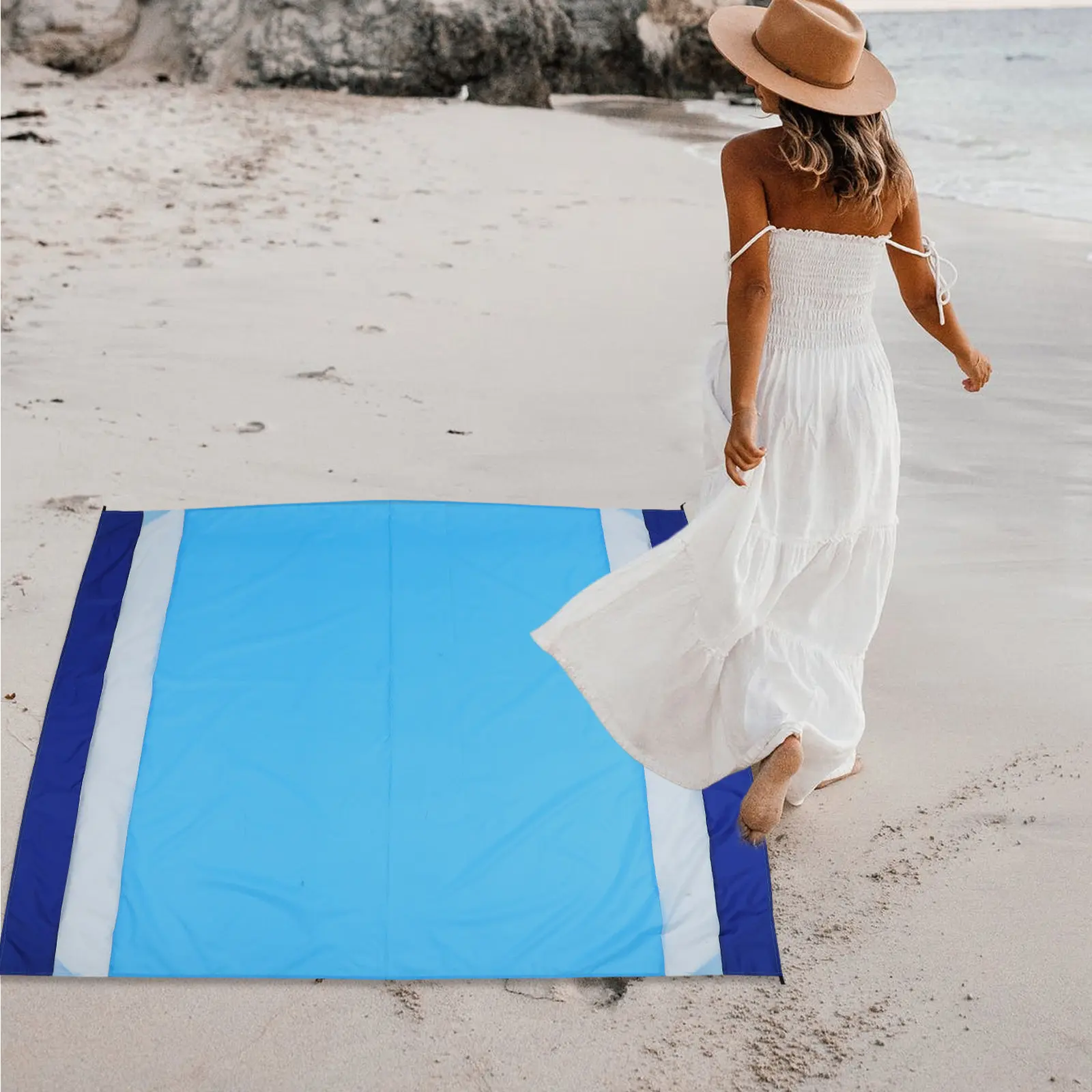 

Складное портативное водонепроницаемое пляжное одеяло, легкое, устойчивое к песку, для кемпинга и пикников, многофункциональный уличный коврик