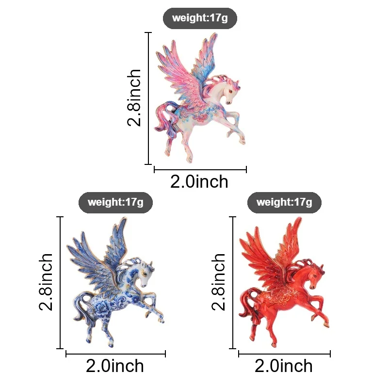 Pegasus Badges Vintage Winged Unicorn Pin Colorful Floral Flying Horse Brooch Mythical Animal Accessories Coat Ornament