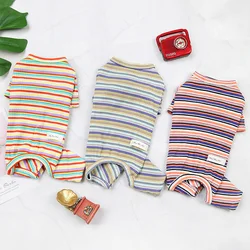 Summer Pet Dog Striped Jumpsuit Soft Dog Clothes Cute Puppy Pajamas Pet Cat Jumpsuit Chihuahua Clothes Fashion Pet Dog Coverall