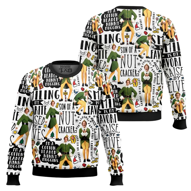 Buddy Hobbs Elf Ugly Christmas Sweater Funny Holiday Party Pullover Warm Cozy Plus Size Sweater for Men Women Xmas Gift 2026