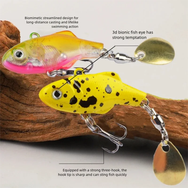 3.5 سنتيمتر 4 جرام VIB الصيد إغراء مايكرو غرق الطعوم سبينر ملعقة الاهتزاز تهزهز الطعم فيبي إغراء 12 #   خطاف ثلاثي لسمك الشبوط وسمك السلمون المرقط