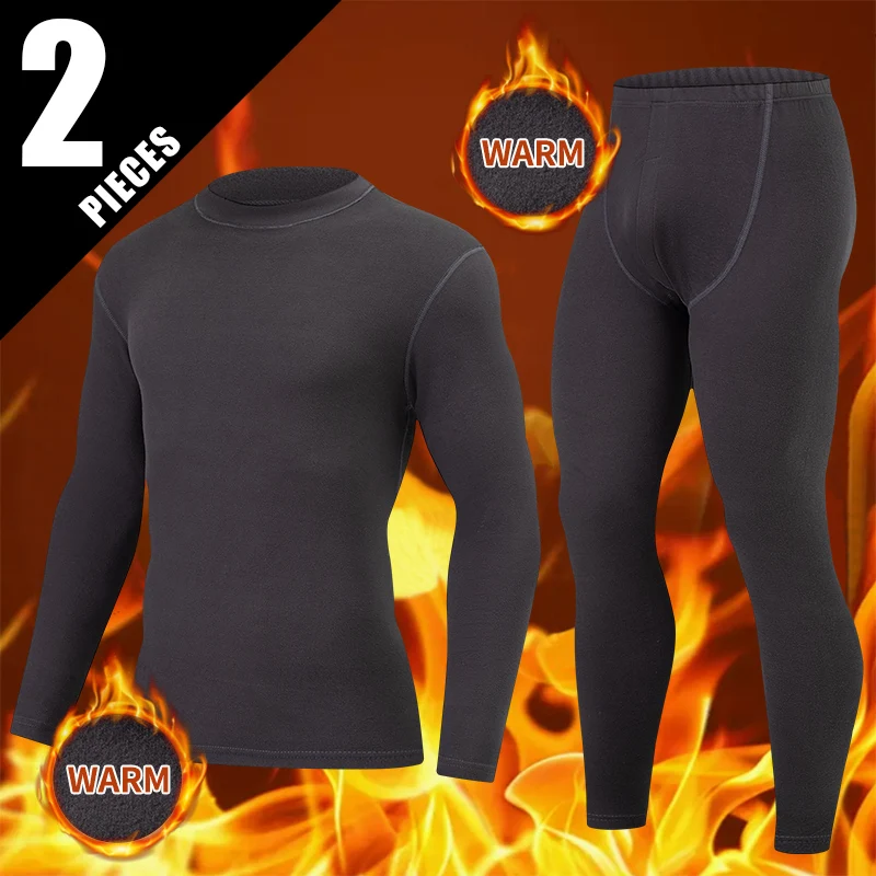 2-Piece Set Of Warm Autumn And Winter Men'S Casual Mid Neck Solid Color Fashionable And Comfortable Home Clothes Pajamas