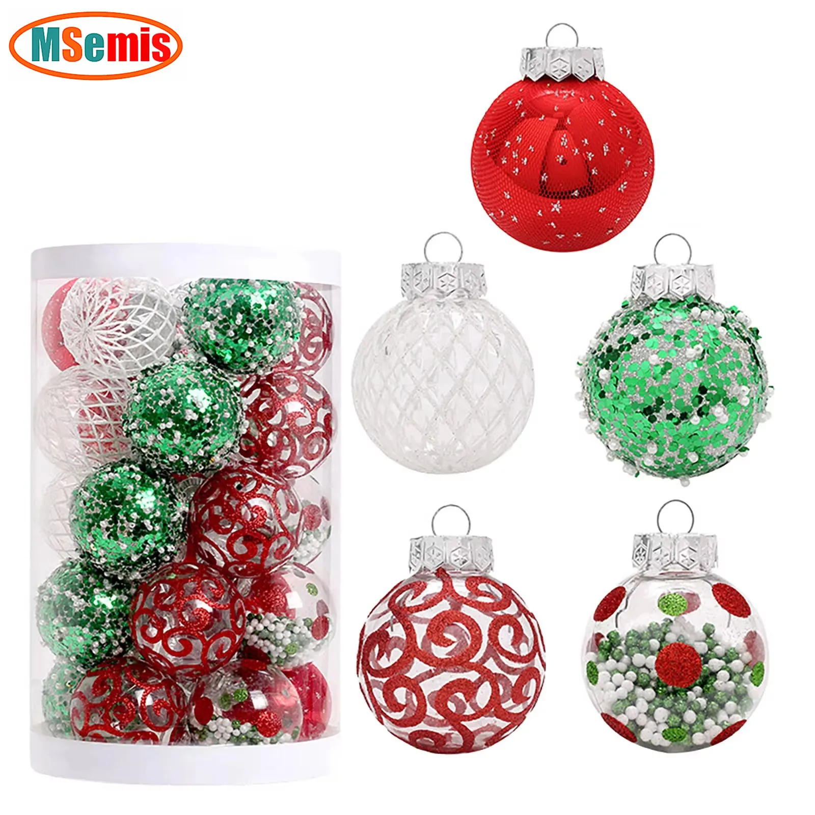 

25Pcs Christmas Tree Ball Decoration Ornaments Shatterproof Stuffed Glittering Balls for Holiday Wedding Xmas Party Decoration